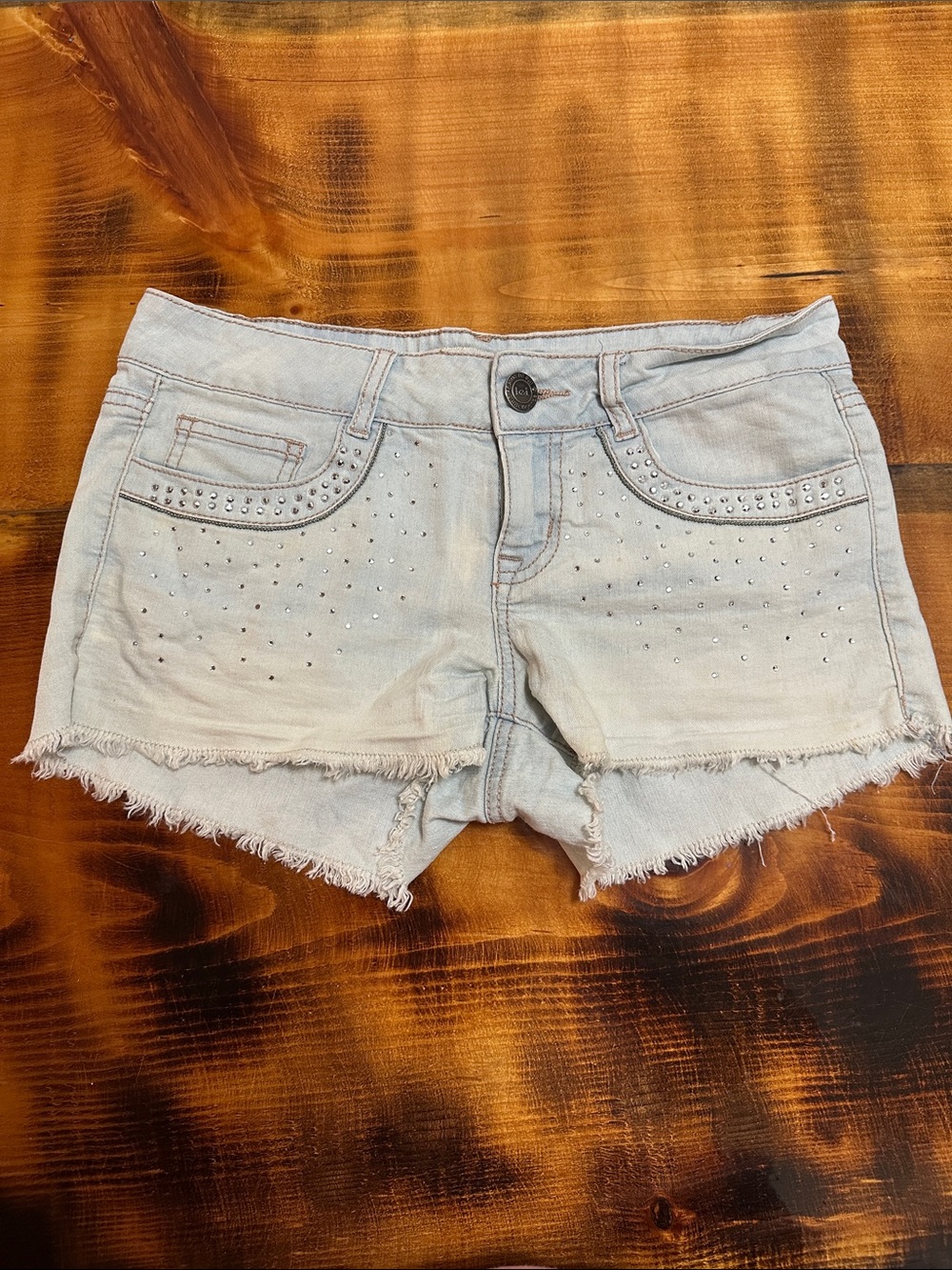 lei Light Blue Studded Denim Cutoff Shorts